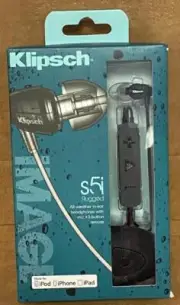 KLIPSCH S5i RUGGED ALL-WEATHER IN-EAR HEADPHONES WITH MIC +3-BUTTON REMOTE- NEW.