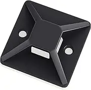 FIXSON Zip Tie Mount Square Adhesive Cable Ties for Wire Clips Cable Management (pack of 100) (30x30mm, Black)