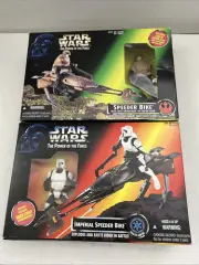 Star Wars Power Of The Force Speeder Bikes Luke Skywalker And Stormtrooper NEW