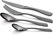 [Stanley Rogers] 50423 Soho Onyx 56 Piece, premium stainless steel cutlery set, durable flatware for 8 persons, mirror finished silverware in gift box (colour: black), quantity: 1 set, 56 pieces
