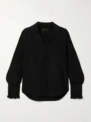 [Nili Lotan] Nili Lotan - Pauline Ruffle-trimmed Silk Shirt - Black - small small Black