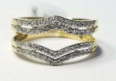 10K Yellow Gold Diamond Enhancer Engagement Solitaire Ring Wedding Prong Wrap
