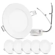 Facon 6Pcs 4.5'' RV LED Slim Panel Light with Flat Trim Recessed Light Downlight
