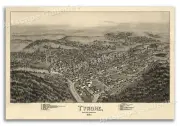 Bird's Eye View 1895 Tyrone Pennsylvania Vintage Style City Map - 16x24