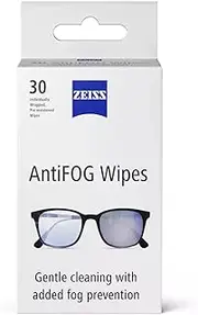 ZEISS Anti-Fog Lens Wipes, Pre-Moistened, Individually Wrapped Defogger Wipes for Coated Lenses, Binoculars, Scopes, Cameras, and Glasses, 30 Count