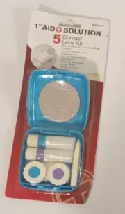 1st Aid Solution Mini Contact Lens Case Kit Holder Mirror Container 6 PC Retro