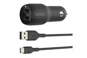 Belkin 24W Dual USB-A Car Charger w USB-C Cable for iPhone 11 X Samsung S8+ S8