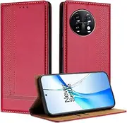 [CYXHCJYH] Compatible with OnePlus 11 Wallet Case, Leather Wallet Cover with 2 Card Holder Slots Kickstand Shockproof Case for OnePlus 11-Red
