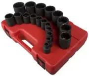 2819 1/2-Inch Drive 12-Point SAE Impact Socket Set, 19 Piece