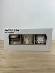 Ikea SAXBORGA Jar with Lid and Tray Set of 5 Glass & Cork 403.918.79
