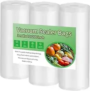 Vacuum Sealer Rolls Bags, 3 Rolls 28CMx5M Commercial Grade BPA Free Bag Rolls Compatible with All Vac Machines, Food Saver, Seal a Meal, Weston, Commercial Grade Quart Precut Meal Prep Storage Bags