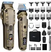 Scttomon Professional Hair Clipper for Men Hair Cutting Kit Men's Beard Trimmer Hair Trimmer Shaver Cordless Barber Clippers and Trimmers Set Bronze