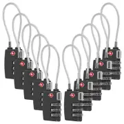 10Pcs Luggage Combination Lock 3 Digit Suitcase Toolbox Flexible Cable Padlock ☬