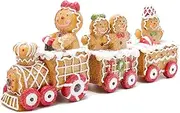 Hodao 9.25' Gingerbread Man Train Figurines - Handmade Polyresin Christmas Decor Gift & Home Xmas Party Winter Decor
