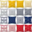 Gray Geometry Pillowcover 45x45cm Polyester Yellow Red Blue Cushion Cover Sofa