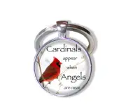 Cardinals Appears When Angels are Near Sympathy -Handmade Glass Pendant KEY RING