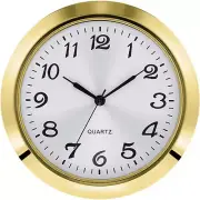 Hicarer 2-1/8" Quartz Clock Insert, Gold Zinc-Alloy Case, White Face