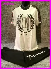 Victoria's Secret Pink Bling Rainbow Campus Tee Shirt + Pants Set Flip Sequins M