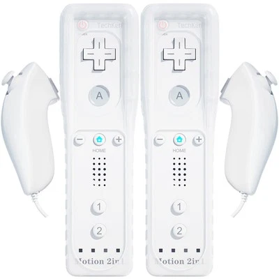 2 Pack Wii Remote with Wii Motion Plus Inside | Shock Wii Nunchuk Controller ...