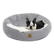 Charlie's Snookie Hooded Corduroy Calming Dog Bed Dove Grey - Large