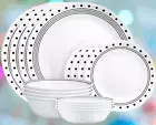 Corelle Modern City Block 16 piece Dinnerware Plates & Bowls Set Service for 4