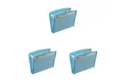 3x Colourhide A4 Zip-It Expanding File Organiser w Pen Holder Loop Sky Blue