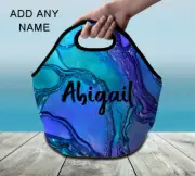 Blue Agate Geode Ink Lunch Bag Neoprene For Kids And Adults Personalised