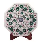 18" Marble side end table top semi precious stones pietradura inlay