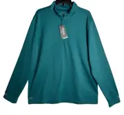 NWT RHONE Mens Commuter Pullover Quarter Zip Green Long Sleeve Pullover Size 2XL