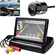 Car Backup Monitor Camera Kit 4.3 Inch Foldable Screen TFT LCD Vehicle Rear View Reverse Parking System Night Vision Camera
