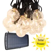G40 Solar Powered 25 ft Outdoor Patio Globe String Lights Bistro Yard Decoration