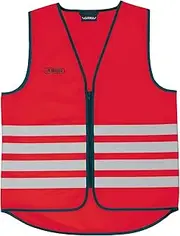 ABUS Lumino Day High Visibility Vest - Red Safety Vest for Better Visibility During Day and Night - for Adults - with Zip