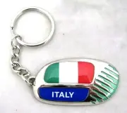 33571 RUGBY WORLD CUP 2011 ITALY FLAG SILVER ROUND KEYRING KEY RING