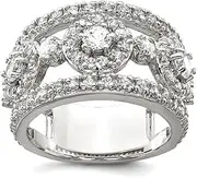 [JewelryWeb] 925 Sterling Silver Polished Prong set CZ Simulated Diamond Ring Size 8 Band Style-Ring for Women