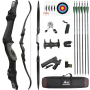 60'' ILF Recurve Bow 30-60lbs 17'' Riser Aluminum Takedown Archery Bow Hunting