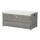 NNEDSZ Outdoor Storage Bench Box Wicker Garden Sheds Tools Cushion Patio Furnitu