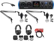2-Person Podcast Podcasting Recording Kit w/Presonus STUDIO 24C Interface+Booms