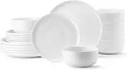 Porcelain White Dinnerware Set, 18 Piece, Plates and Bowls