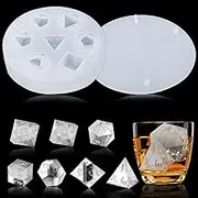 Juome Dice Shaped Ice Cube Mold for Whisky, DND Dice Silicone Ice Cube Tray Molds with 7 Standard Stereoscopic Dice Cavities, DND Accessories Decor Table Board Game Dice Lovers Gift