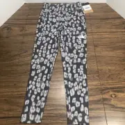 North Face Gray Leopard on Mountain Tights Youth Girls M (10/12) Pocket Gray