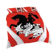St George Illawarra Dragons NRL QUEEN Bed Quilt Doona Duvet Cover & Pillow Cases Set NEW