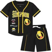 Boys Bart Simpson Baseball Jersey Shirt and Shorts Clothing Set- Little and...