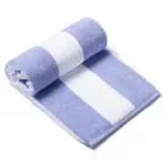 Plush Oversized Beach Towel Bamboo Cotton 40 x 72 Inch Large Thick Blue Striped