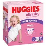 Huggies Ultra Dry Nappy Pants Girl Size 5 (12-17kg) 54 Pack