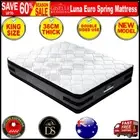 Giselle 36CM KING Mattress Bed 7 Zone Euro Top Pocket Spring Medium Firm Foam