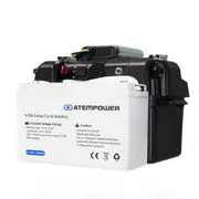 ATEM POWER 12V 135Ah AGM Deep Cycle Battery + 12V 25A DC to DC Battery Charger + Battery Box