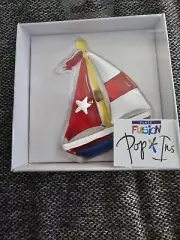 NEW Demdaco Glass Fusion POP INS Sail Boat Ocean Nautical Lori Siebert
