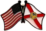 USA - FLORIDA FRIENDSHIP CROSSED FLAGS LAPEL PIN - NEW - COUNTRY PIN