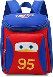 FYJCXCMP Cars Children's Backpack Lightning McQueen Cartoon Backpack Cars School Backpacks for Boys and Girls for Boys and Girls Adjustable Blue