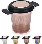 Kyraton Stainless Steel Tea Infuser, Mesh Strainer, Tea and Coffee Infuser, Fine Mesh Filters with Large Capacity and Perfect Size, Double Handles for Hanging on Teapots, Mugs, Cups (Rose Gold)